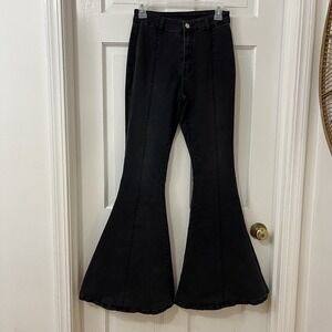 Super Wide Flare Elephant Bell Jeans Black Festival Boho Hippie Altar'd State M